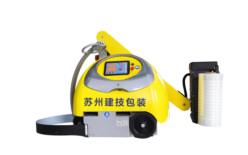 蘇州建技：小黃人纏繞機(jī)多場(chǎng)景應(yīng)用，市面上90%的托盤(pán)都可適用，節(jié)約時(shí)間節(jié)約成本